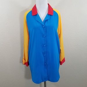Vintage 80's 90's Colorblock Button Up Long Sleeve